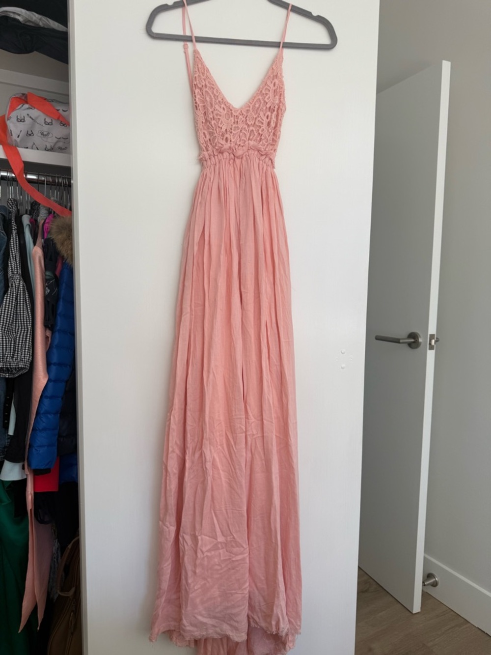 Fashion Nova Pink Crochet Bodice Maxi Dress